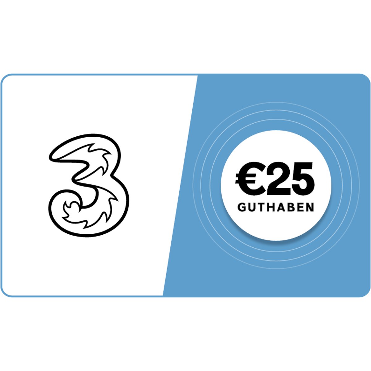 Drei 25 € Guthaben aufladen? Direkte Lieferung