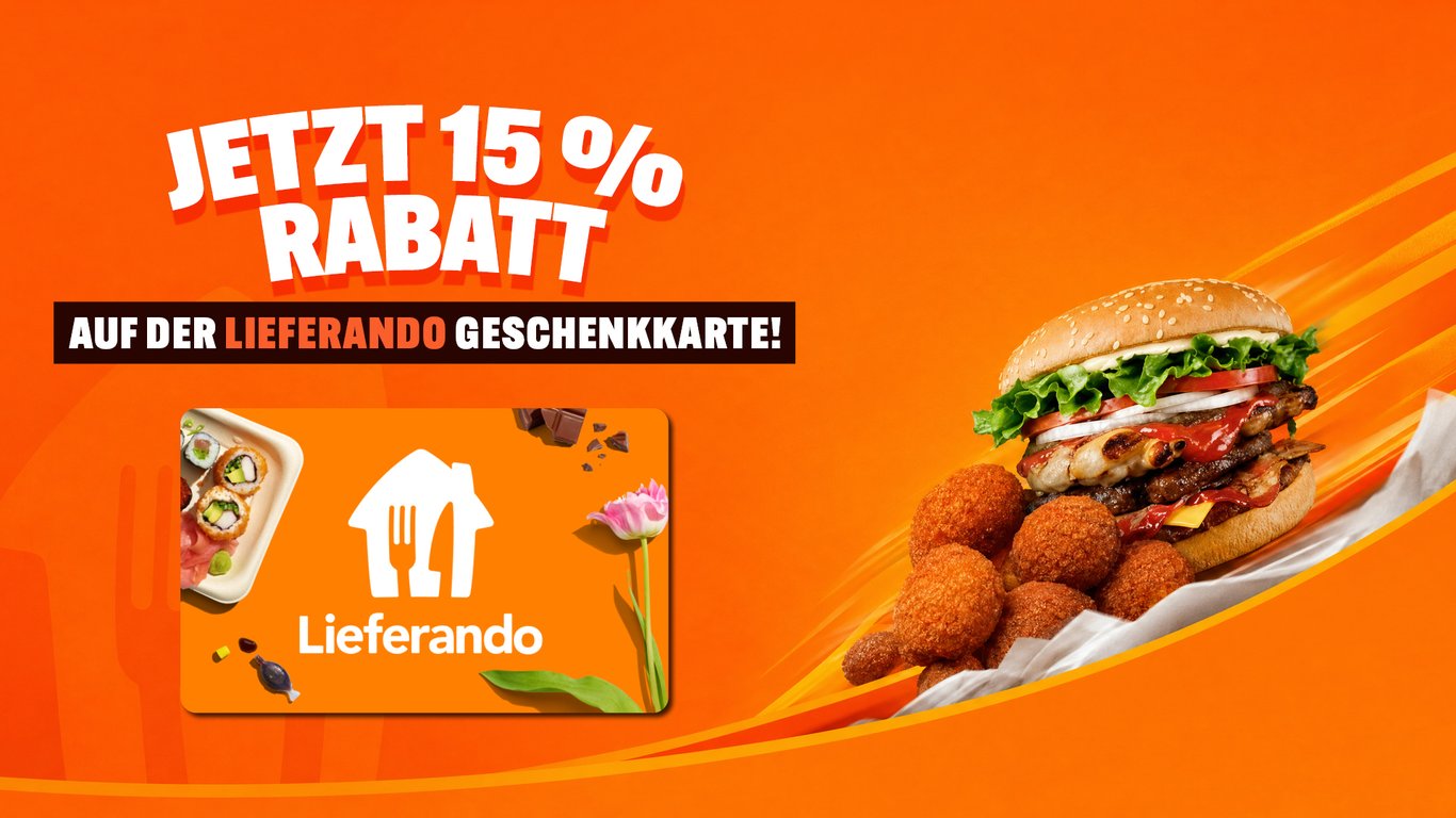 Zur WM: 15 % Rabatt auf den Lieferando Geschenkgutschein
